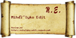 Mihályko Edit névjegykártya